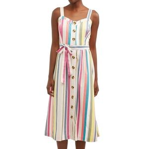 Time and Tru Striped Button Front Midi Dress